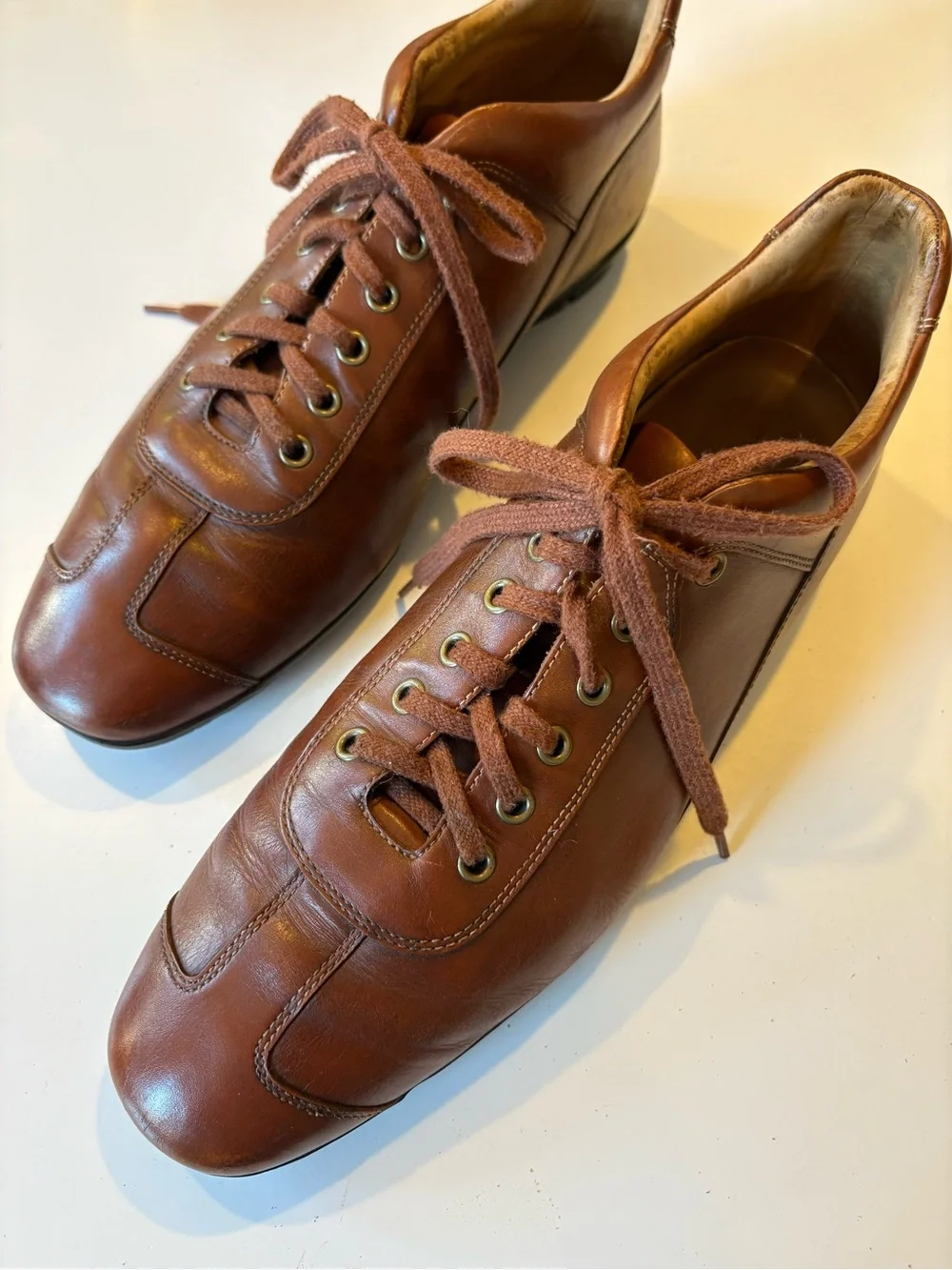 Santoni Nuvola || Leather Sneakers Cognac Brown‎ Lace Cognac Brown Tan 12